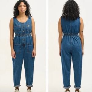 Lucy & Yak Juni Jumpsuit in Mid Wash Blue